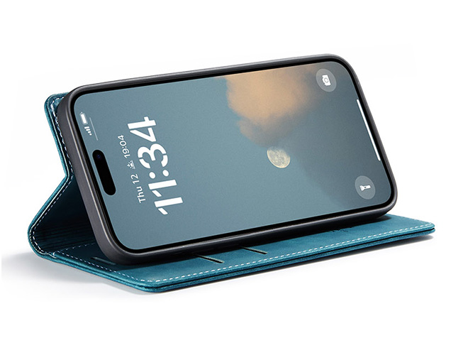 CaseMe Slim Synthetic Leather Wallet Case with Stand for iPhone 17 - Teal