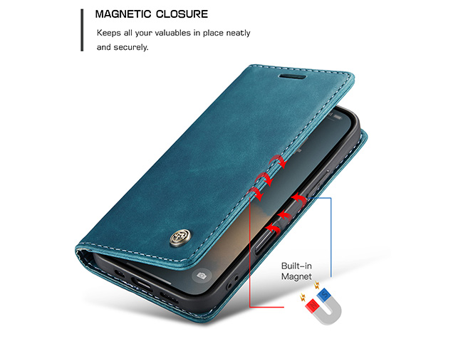 CaseMe Slim Synthetic Leather Wallet Case with Stand for iPhone 17 - Teal