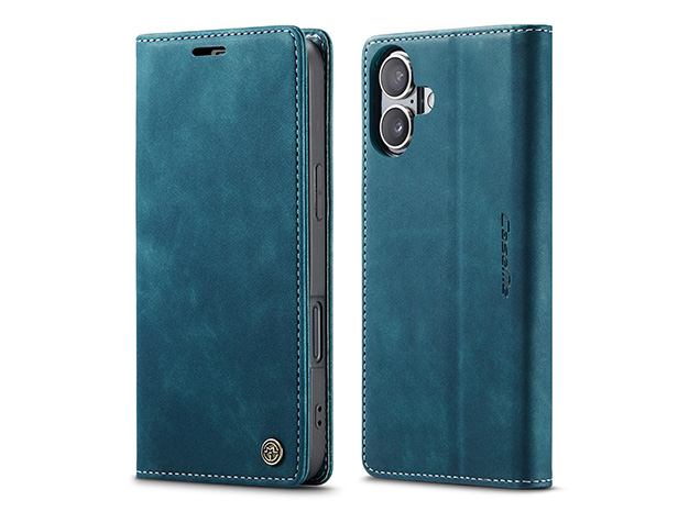 CaseMe Slim Synthetic Leather Wallet Case with Stand for iPhone 17 - Teal