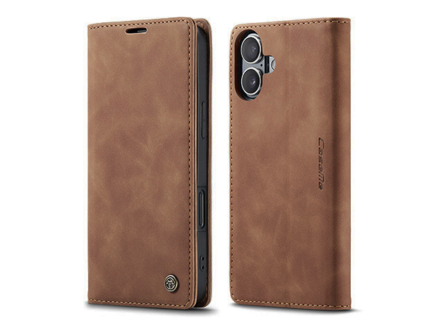 CaseMe Slim Synthetic Leather Wallet Case with Stand for iPhone 17 - Tan