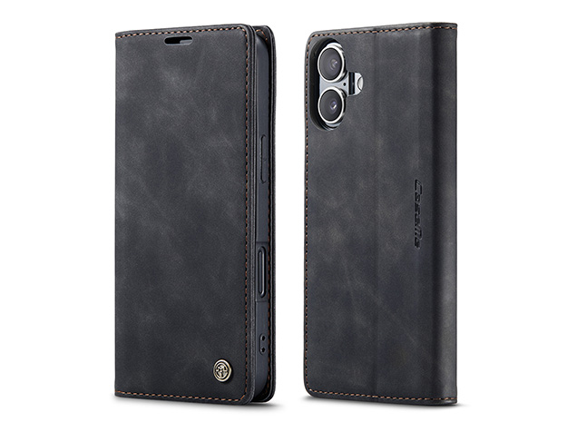 CaseMe Slim Synthetic Leather Wallet Case with Stand for iPhone 17 - Charcoal