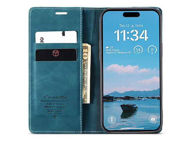 CaseMe Slim Synthetic Leather Wallet Case with Stand for iPhone Air - Teal