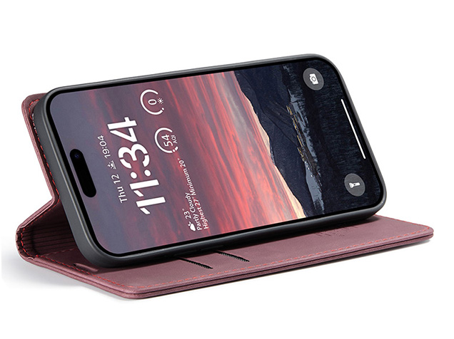 CaseMe Slim Synthetic Leather Wallet Case with Stand for iPhone Air - Burgundy