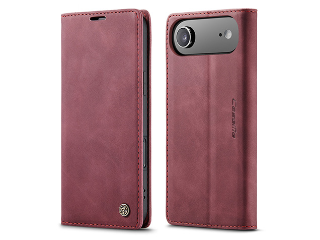 CaseMe Slim Synthetic Leather Wallet Case with Stand for iPhone Air - Burgundy