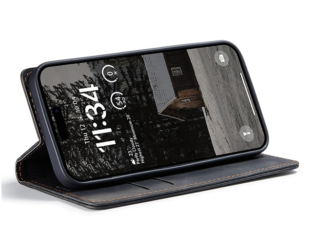 CaseMe Slim Synthetic Leather Wallet Case with Stand for iPhone Air - Charcoal