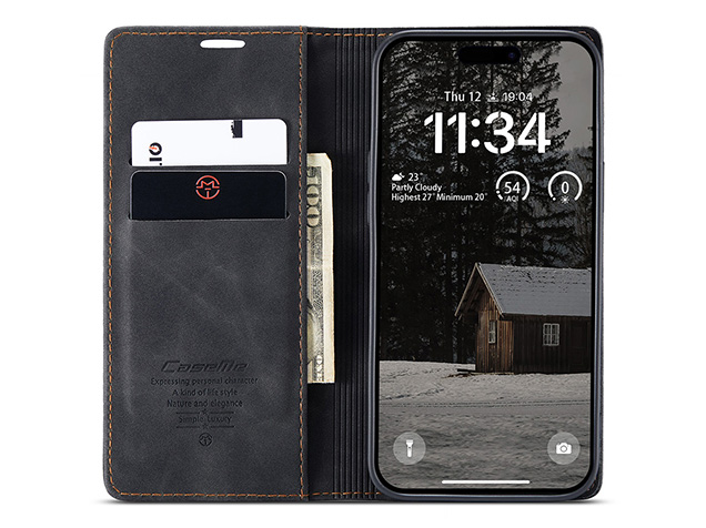 CaseMe Slim Synthetic Leather Wallet Case with Stand for iPhone Air - Charcoal