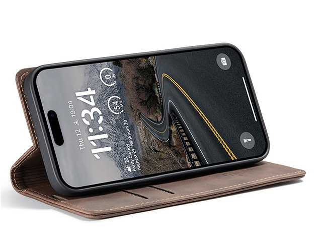 CaseMe Slim Synthetic Leather Wallet Case with Stand for iPhone Air - Chocolate