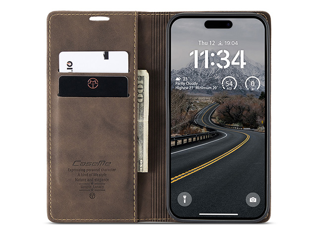 CaseMe Slim Synthetic Leather Wallet Case with Stand for iPhone Air - Chocolate