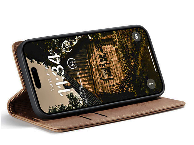 CaseMe Slim Synthetic Leather Wallet Case with Stand for iPhone Air - Tan
