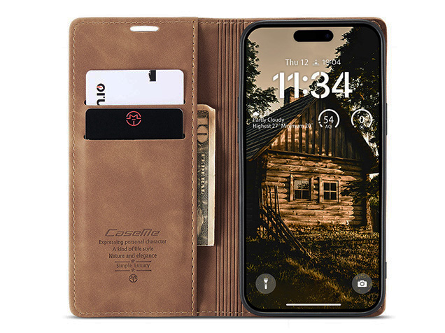 CaseMe Slim Synthetic Leather Wallet Case with Stand for iPhone Air - Tan
