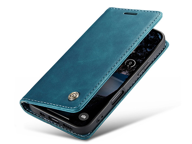 CaseMe Slim Synthetic Leather Wallet Case with Stand for iPhone 17 Pro Max - Teal Leather Wallet Case