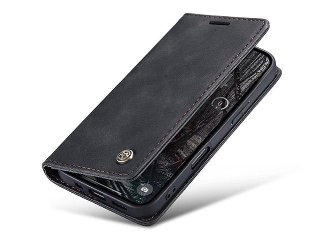 CaseMe Slim Synthetic Leather Wallet Case with Stand for iPhone 17 Pro Max - Charcoal Leather Wallet Case