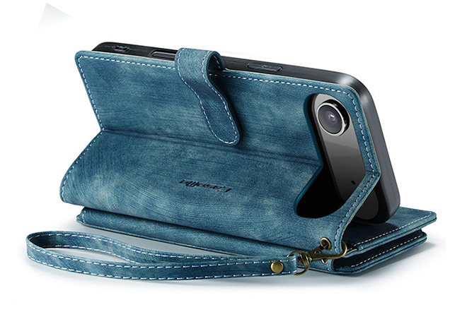 CaseMe Synthetic Leather Wallet Case with Zipper Pocket for iPhone Air - Teal Leather Wallet Case