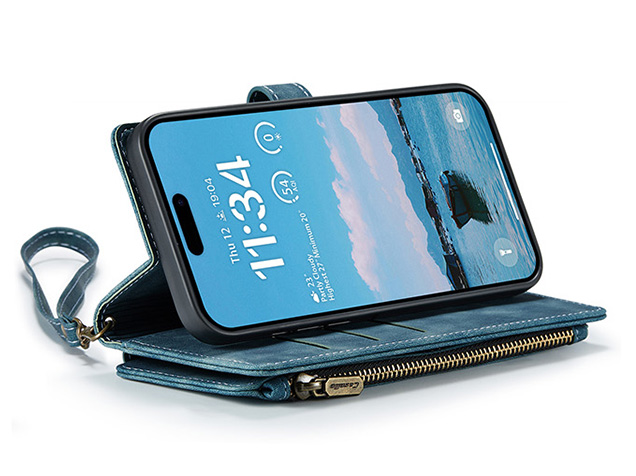 CaseMe Synthetic Leather Wallet Case with Zipper Pocket for iPhone Air - Teal