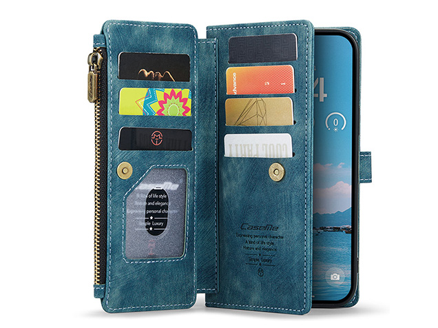 CaseMe Synthetic Leather Wallet Case with Zipper Pocket for iPhone Air - Teal