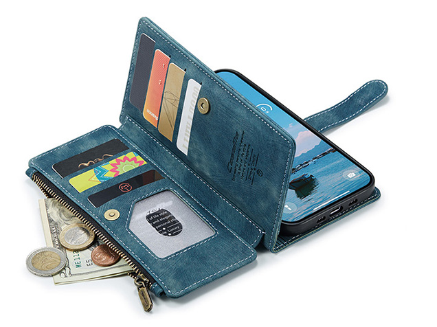 CaseMe Synthetic Leather Wallet Case with Zipper Pocket for iPhone Air - Teal