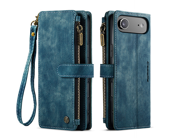 CaseMe Synthetic Leather Wallet Case with Zipper Pocket for iPhone Air - Teal