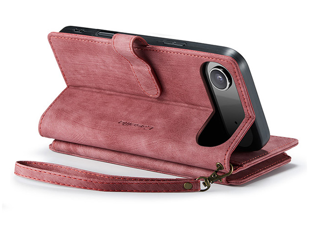 CaseMe Synthetic Leather Wallet Case with Zipper Pocket for iPhone Air - Blush Leather Wallet Case