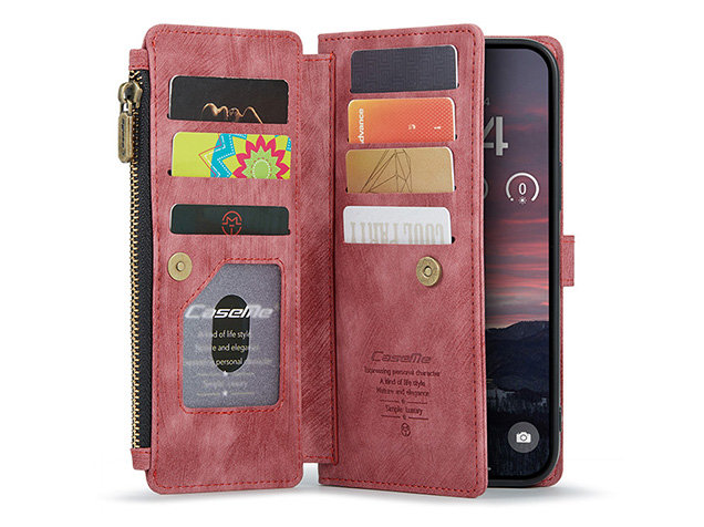 CaseMe Synthetic Leather Wallet Case with Zipper Pocket for iPhone Air - Blush