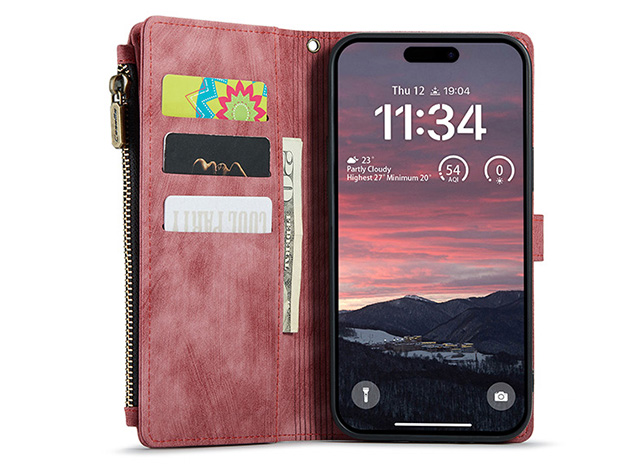 CaseMe Synthetic Leather Wallet Case with Zipper Pocket for iPhone Air - Blush