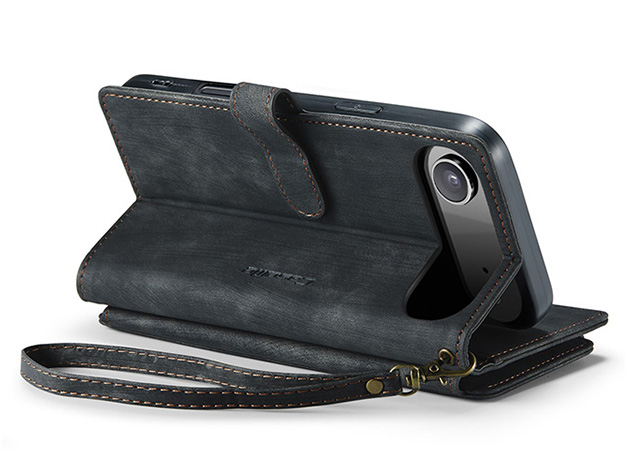 CaseMe Synthetic Leather Wallet Case with Zipper Pocket for iPhone Air - Charcoal Leather Wallet Case