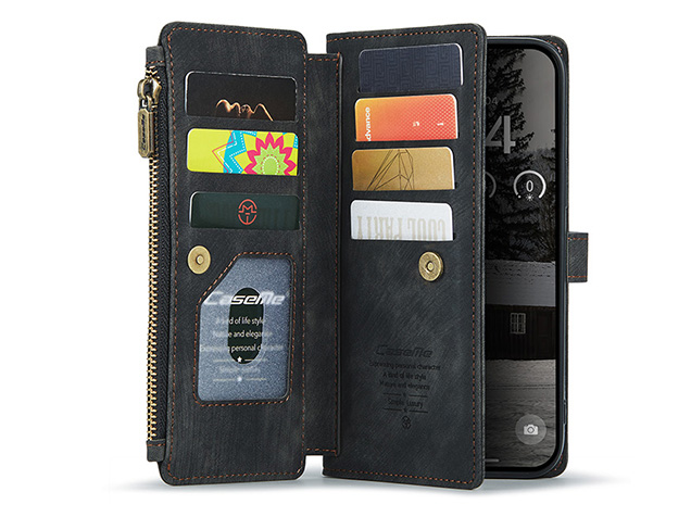 CaseMe Synthetic Leather Wallet Case with Zipper Pocket for iPhone Air - Charcoal