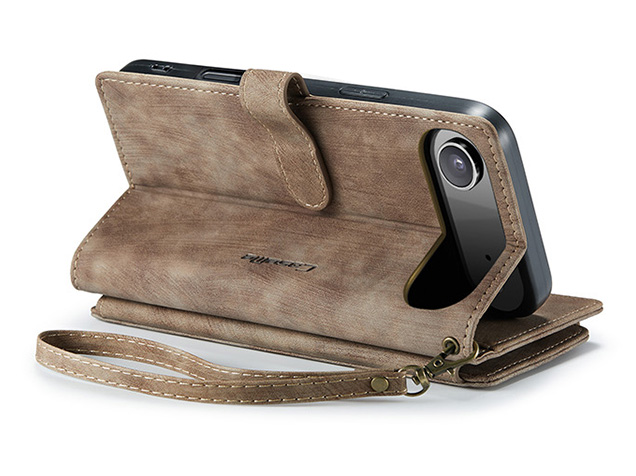 CaseMe Synthetic Leather Wallet Case with Zipper Pocket for iPhone Air - Dessert Taupe Leather Wallet Case