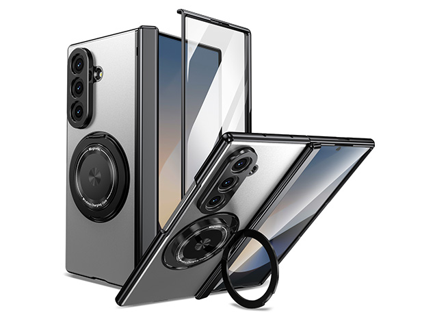 Magnetic Ring / Stand Case for the Samsung Galaxy Z Fold7 - Silver Hard Case