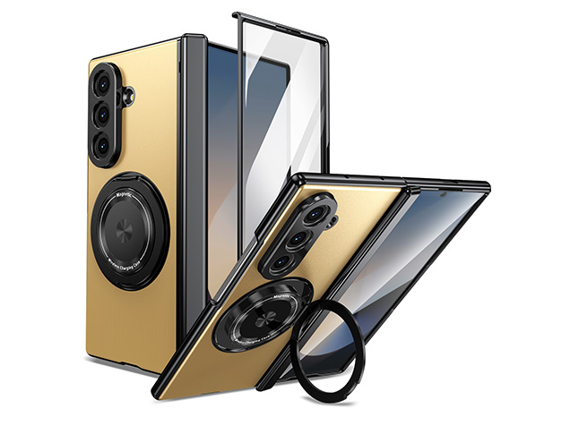 Magnetic Ring / Stand Case for the Samsung Galaxy Z Fold7 - Gold Hard Case