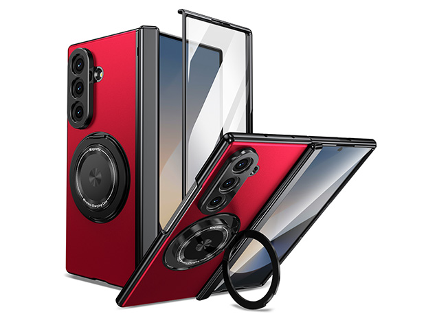 Magnetic Ring / Stand Case for the Samsung Galaxy Z Fold7 - Red Hard Case