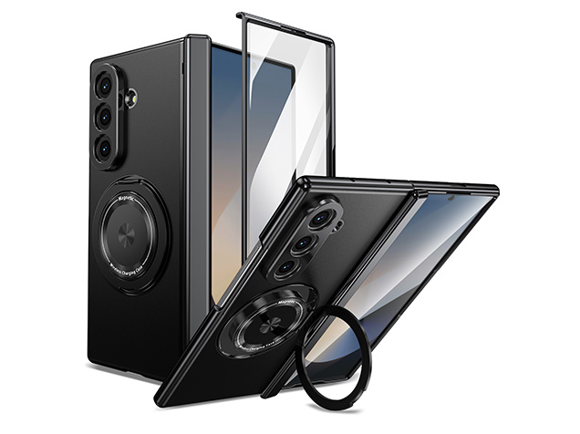 Magnetic Ring / Stand Case for the Samsung Galaxy Z Fold7 - Black Hard Case