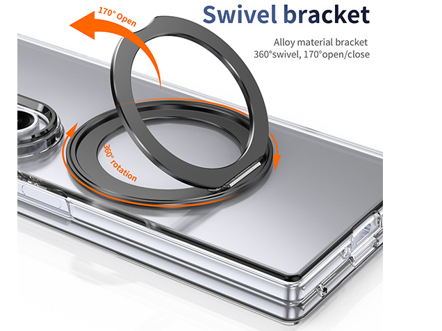 Clear case with magnetic rotating ring for the Samsung Galaxy Z Fold7 - Clear/Black