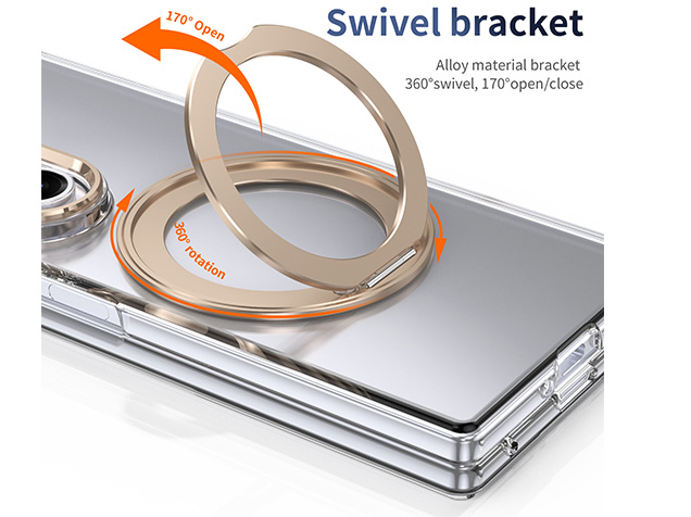 Clear case with magnetic rotating ring for the Samsung Galaxy Z Fold7 - Clear/Gold