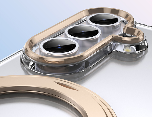 Clear case with magnetic rotating ring for the Samsung Galaxy Z Fold7 - Clear/Gold