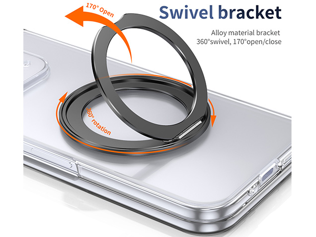 Clear case with magnetic rotating ring for Google Pixel 10 Pro Fold - Clear/Black