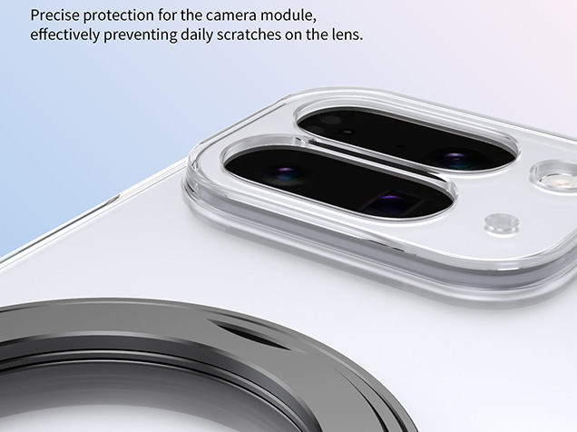 Clear case with magnetic rotating ring for Google Pixel 10 Pro Fold - Clear/Black