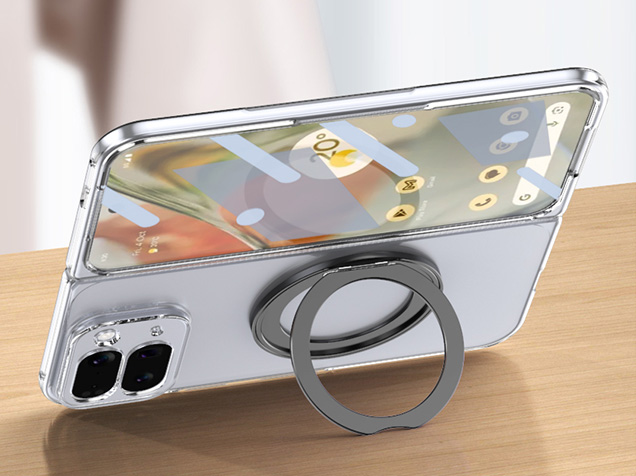 Clear case with magnetic rotating ring for Google Pixel 10 Pro Fold - Clear/Black