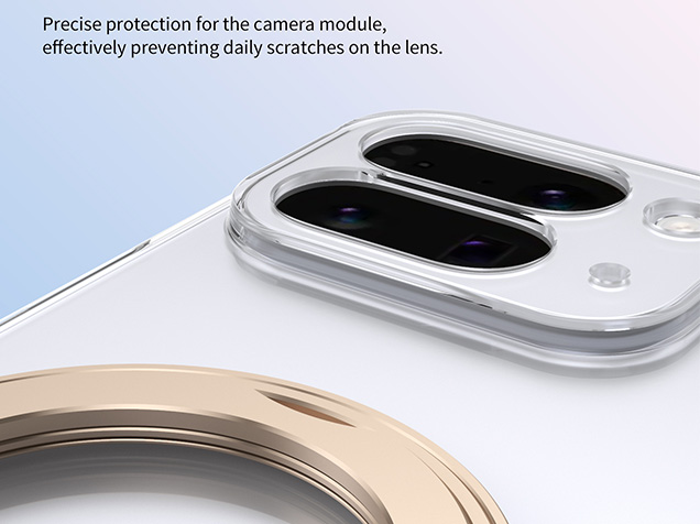 Clear case with magnetic rotating ring for Google Pixel 10 Pro Fold - Clear/Gold