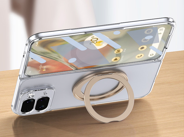 Clear case with magnetic rotating ring for Google Pixel 10 Pro Fold - Clear/Gold