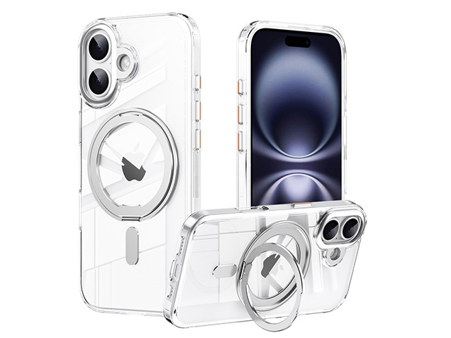 Magnetic Ring Stand Case for iPhone 17 - Silver Hard Case