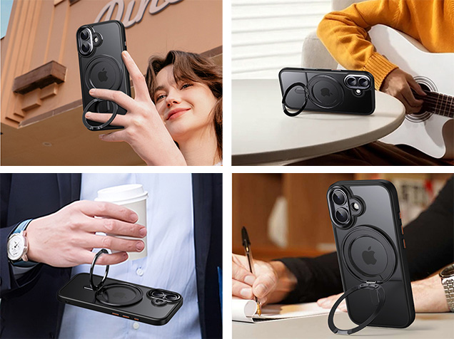 Magnetic Ring Stand Case for iPhone 17 - Silver