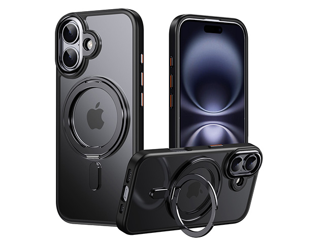 Magnetic Ring Stand Case for iPhone 17 - Black Hard Case