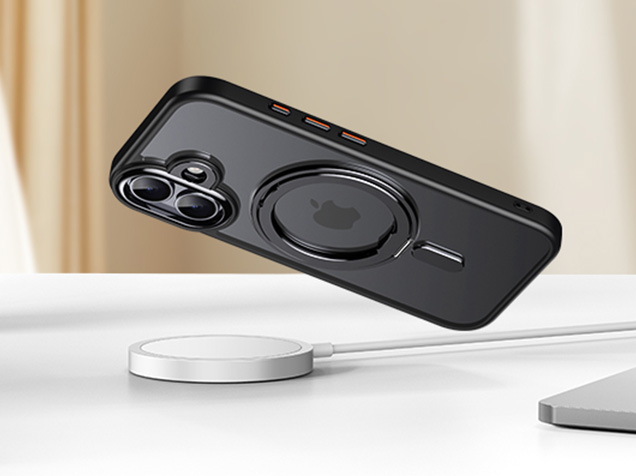 Magnetic Ring Stand Case for iPhone 17 - Black