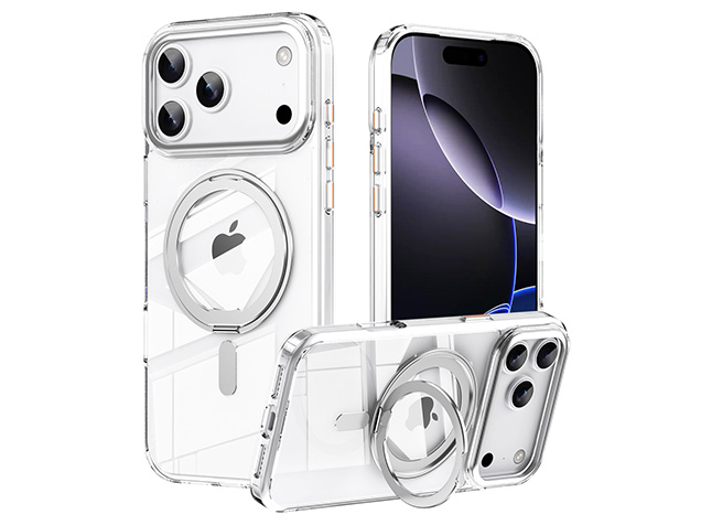Magnetic Ring Stand Case for iPhone 17 Pro - Silver Hard Case