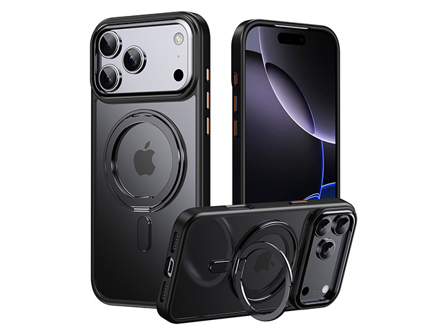 Magnetic Ring Stand Case for iPhone 17 Pro - Black Hard Case