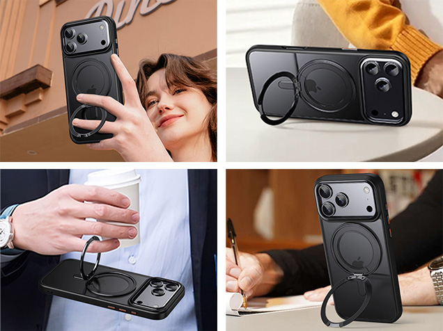 Magnetic Ring Stand Case for iPhone 17 Pro Max - Black