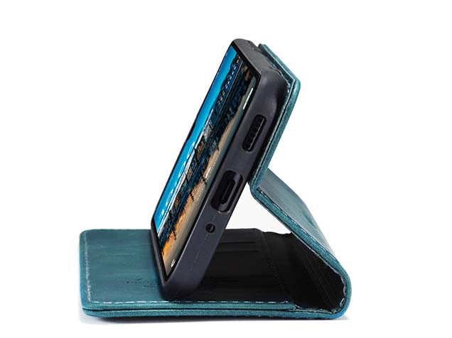 CaseMe Slim Synthetic Leather Wallet Case with Stand for Samsung Galaxy A17 - Teal