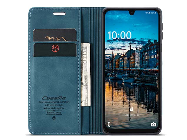 CaseMe Slim Synthetic Leather Wallet Case with Stand for Samsung Galaxy A17 - Teal