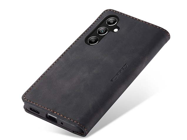 CaseMe Slim Synthetic Leather Wallet Case with Stand for Samsung Galaxy A17 - Charcoal