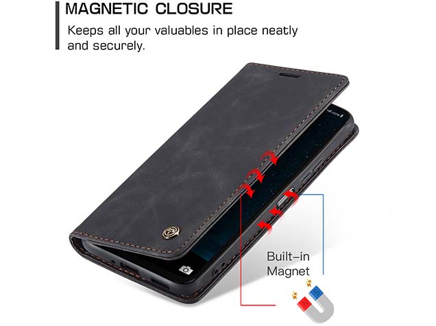 CaseMe Slim Synthetic Leather Wallet Case with Stand for Samsung Galaxy A17 - Charcoal